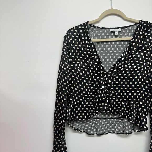 Topshop satin jacquard bias maxi skirt and top in mono polka dot - SET - Picture 13 of 16